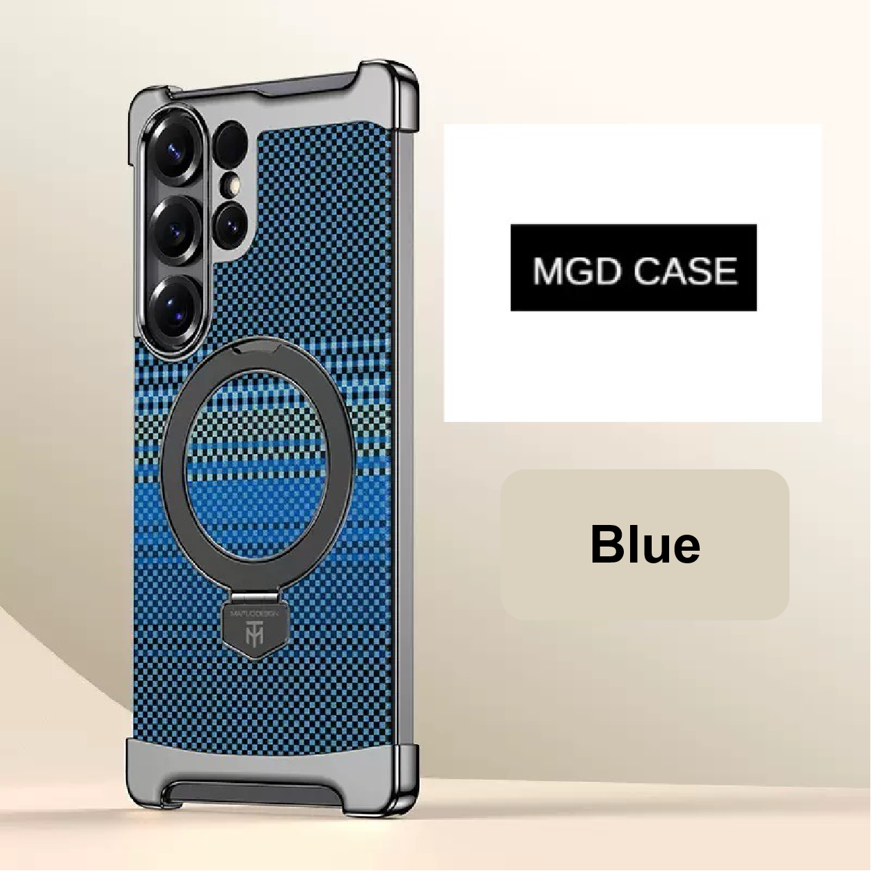 Noble Artistic Frame Carbon Fiber Pattern Magnetic Bracket Phone Case