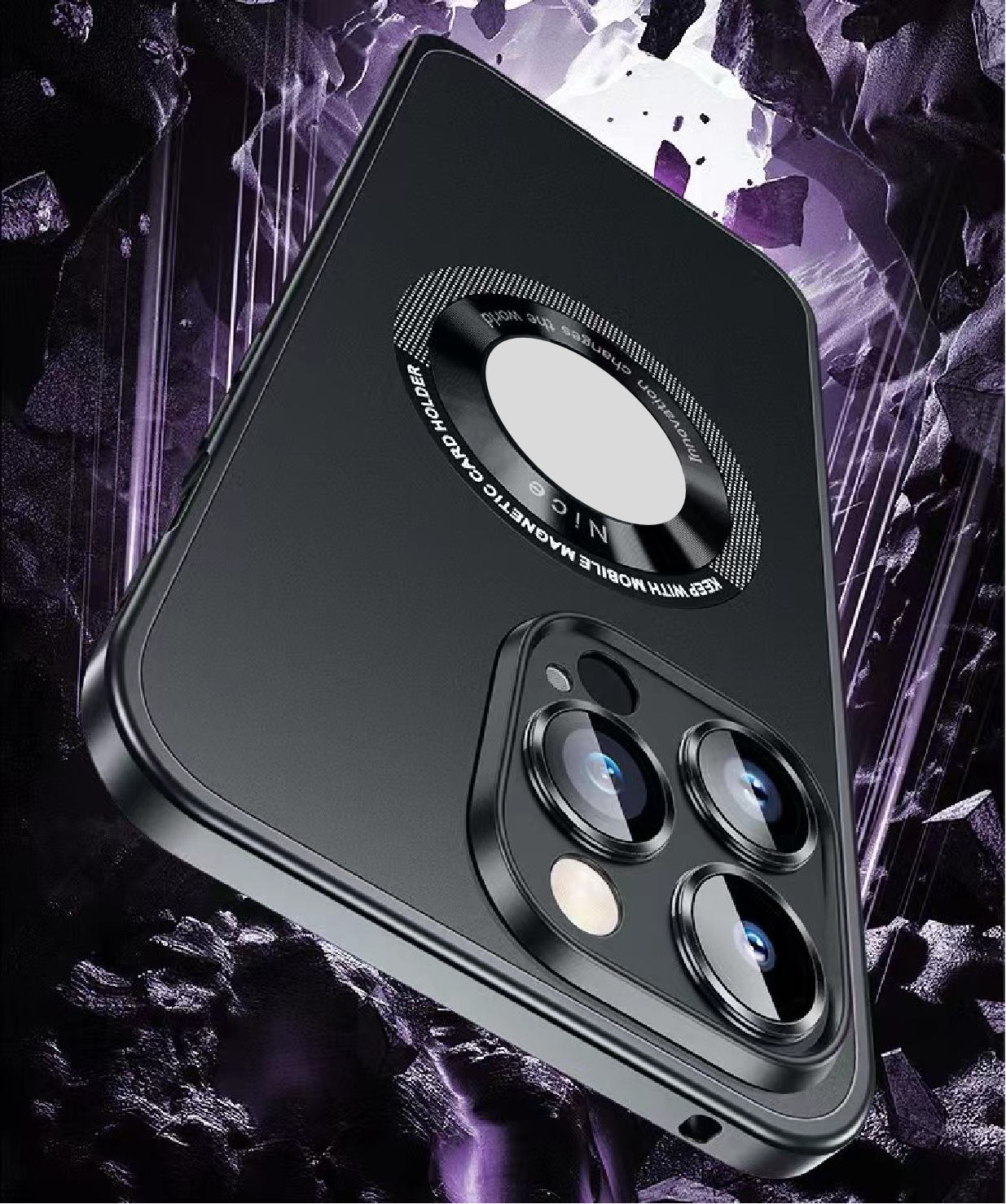 Magnetic metal frame mobile phone case