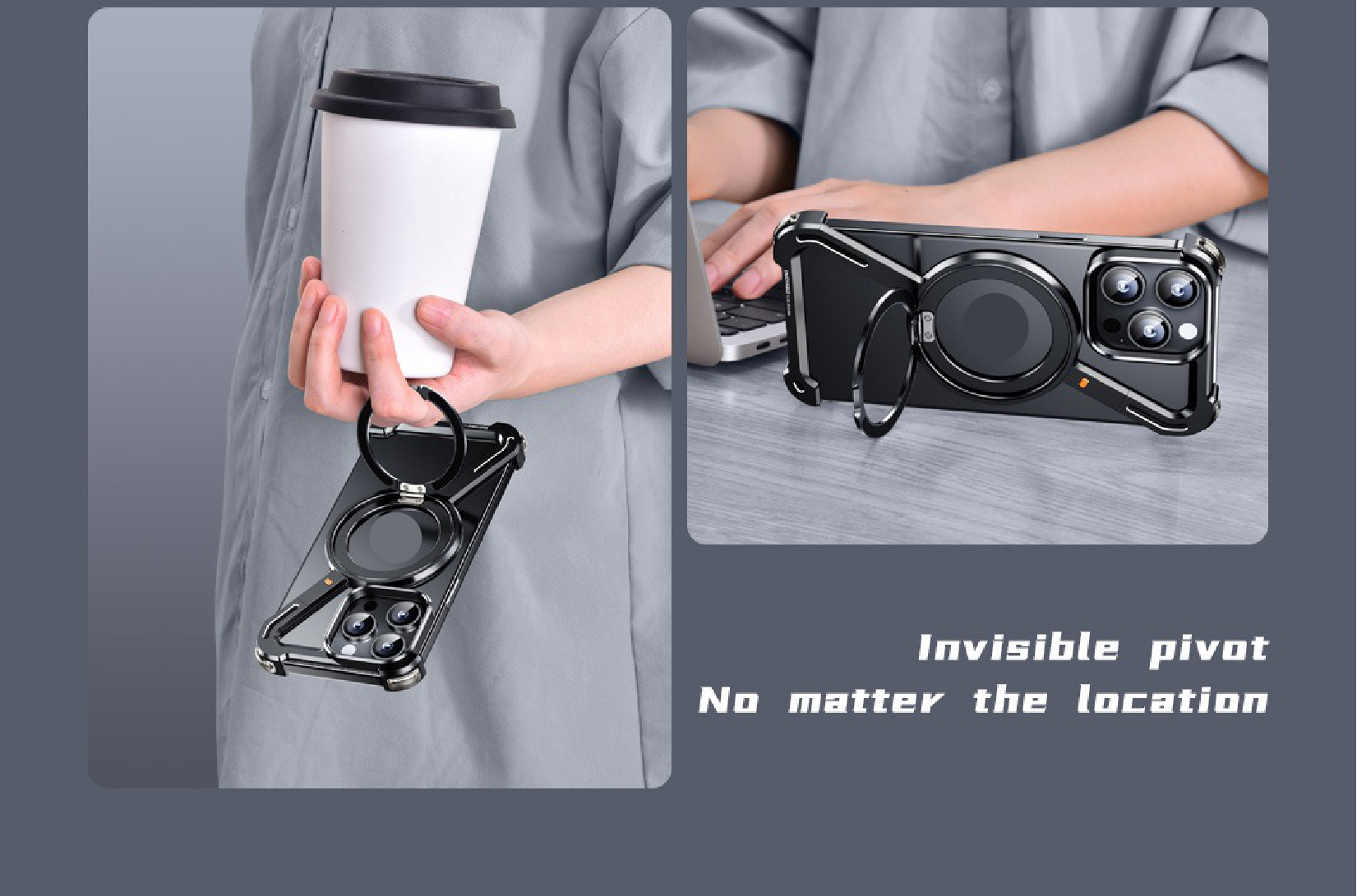 Z-shaped Metal Rotating Stand Magnetic Phone Case