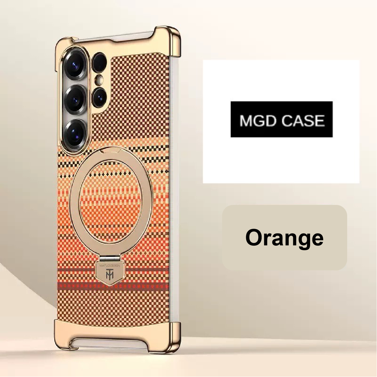 Noble Artistic Frame Carbon Fiber Pattern Magnetic Bracket Phone Case