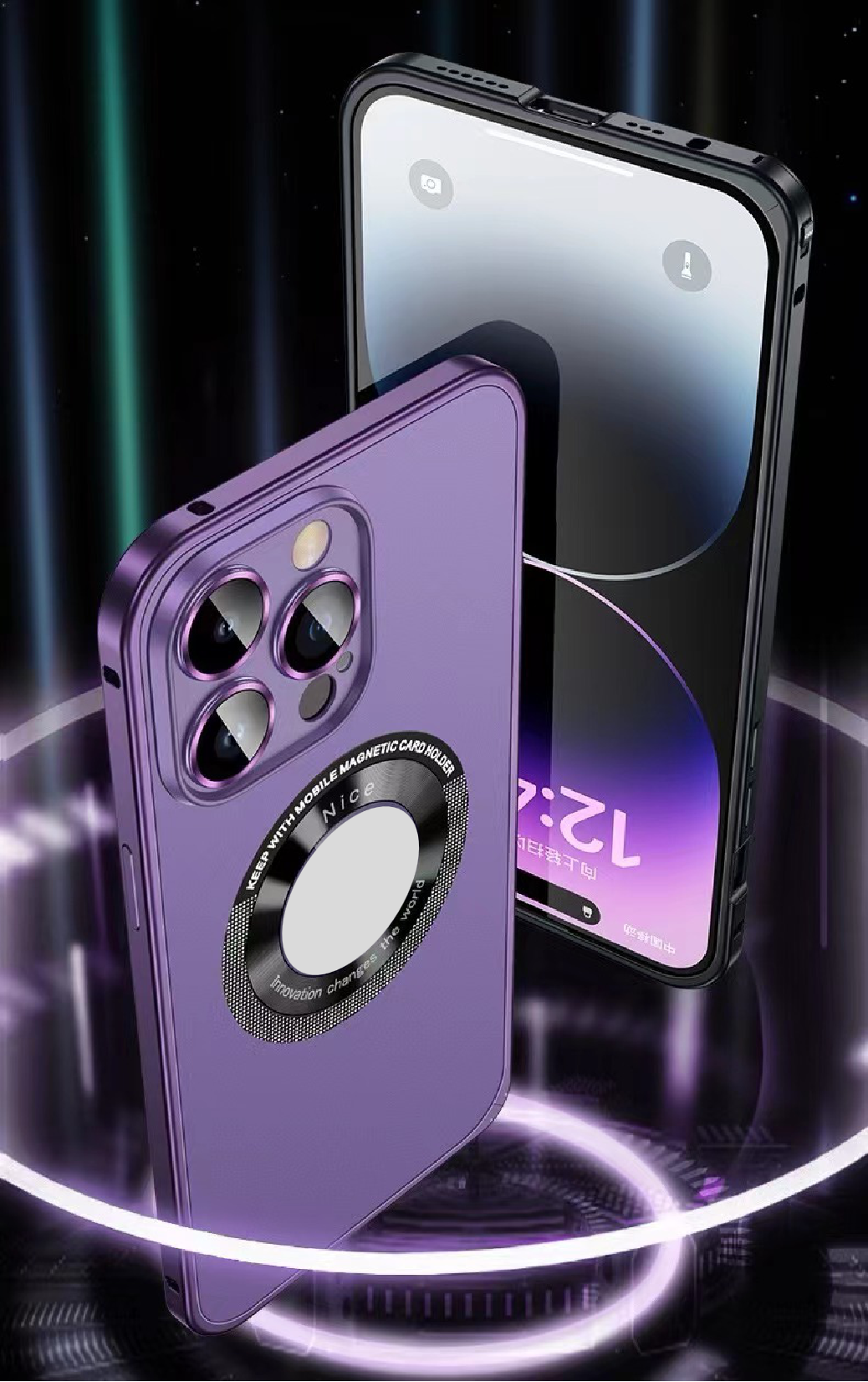 Magnetic metal frame mobile phone case