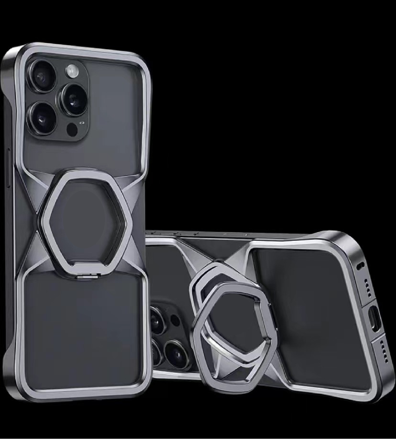 Hexagonal Metal Stand Magnetic Phone Case