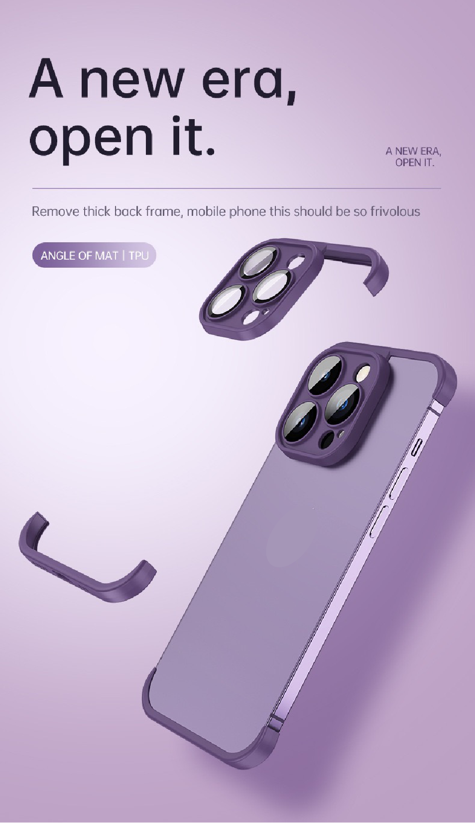 Frameless lens protective phone case