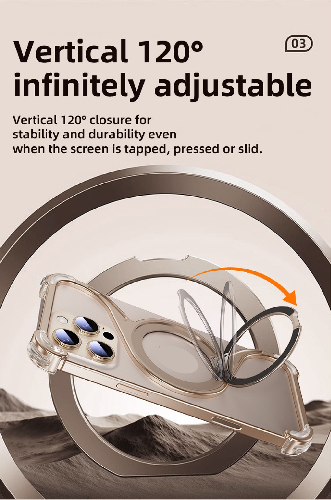 M-shaped Metal Rotating Stand Magnetic Phone Case