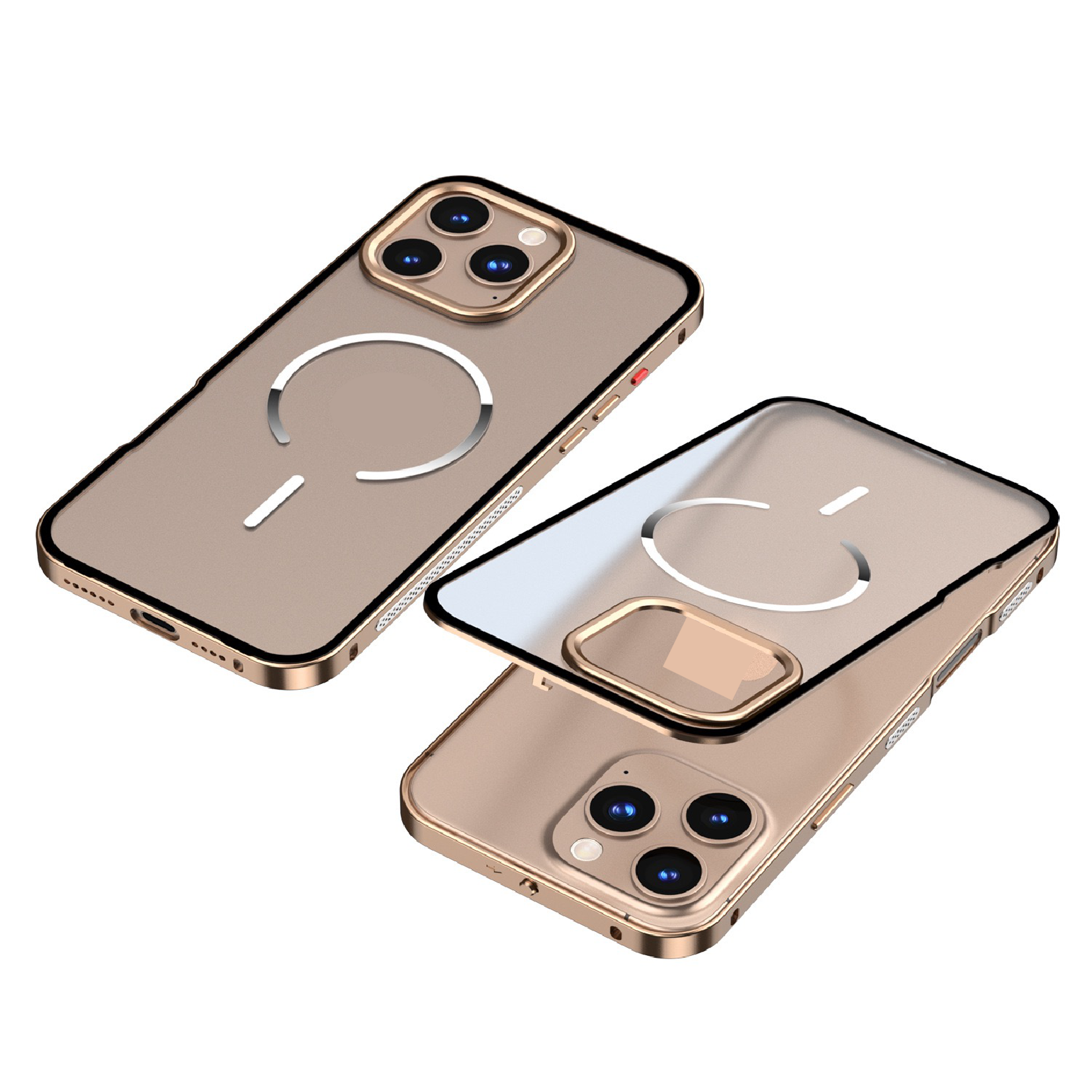 New Design Frosted Back Metal Frame Magnetic Anti-Fall Phone Case