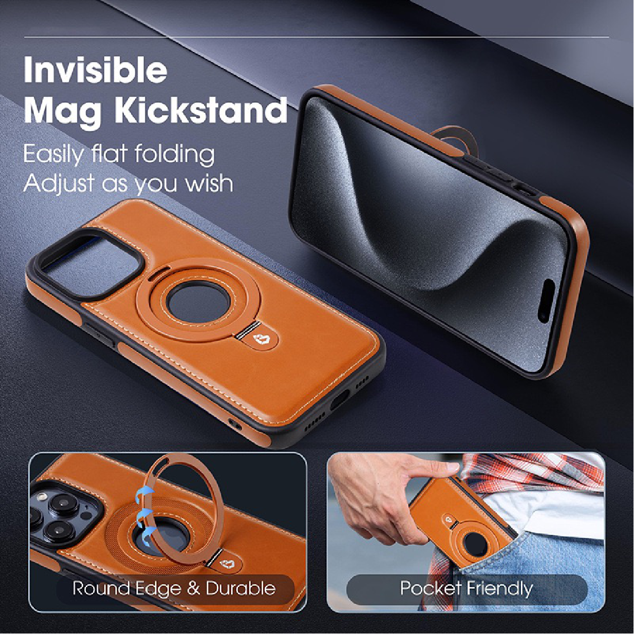 2024 New leather stand magnetic phone case