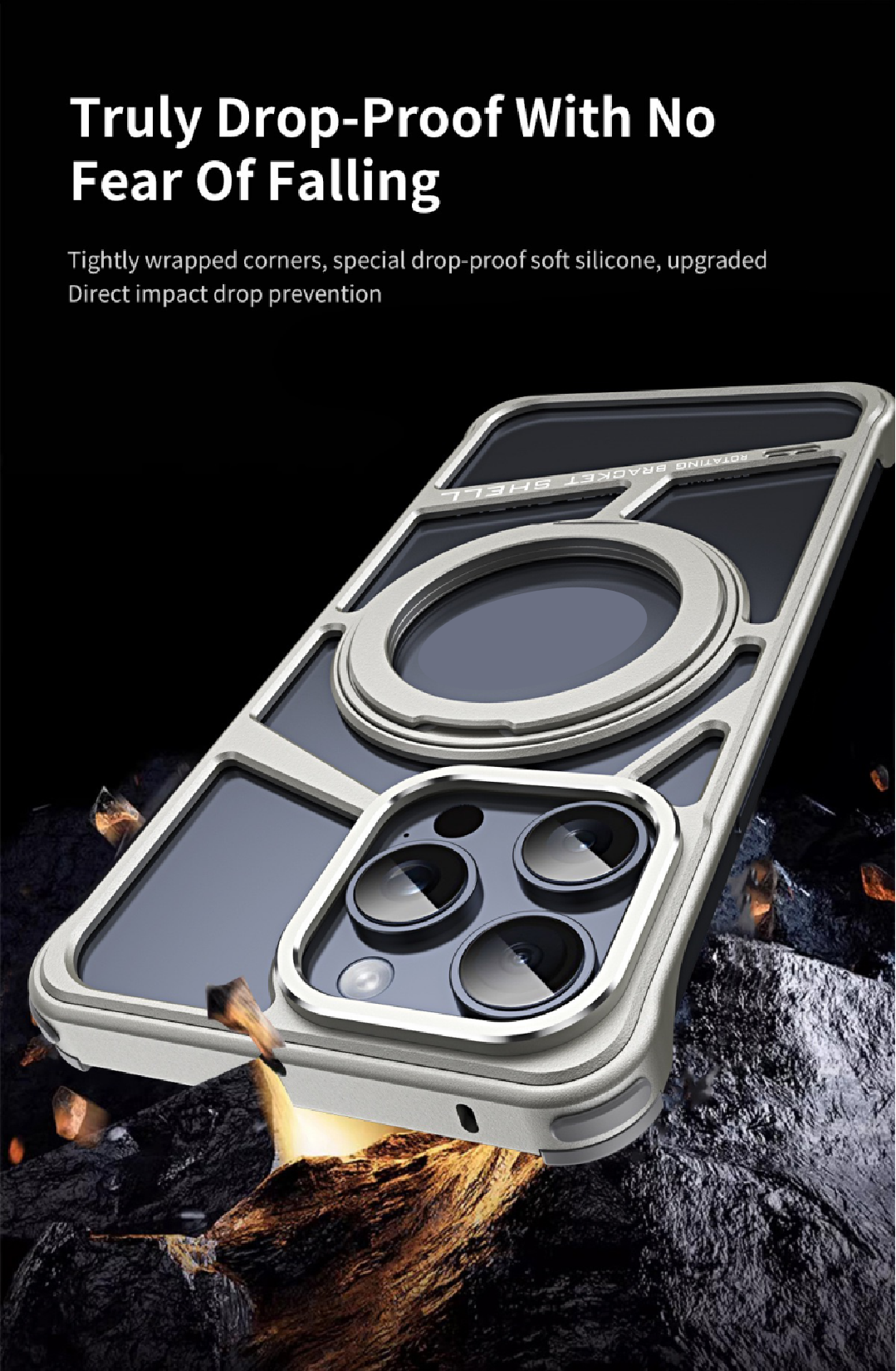 Magnetic Heat Dissipation Metal Rotating Stand Phone Case