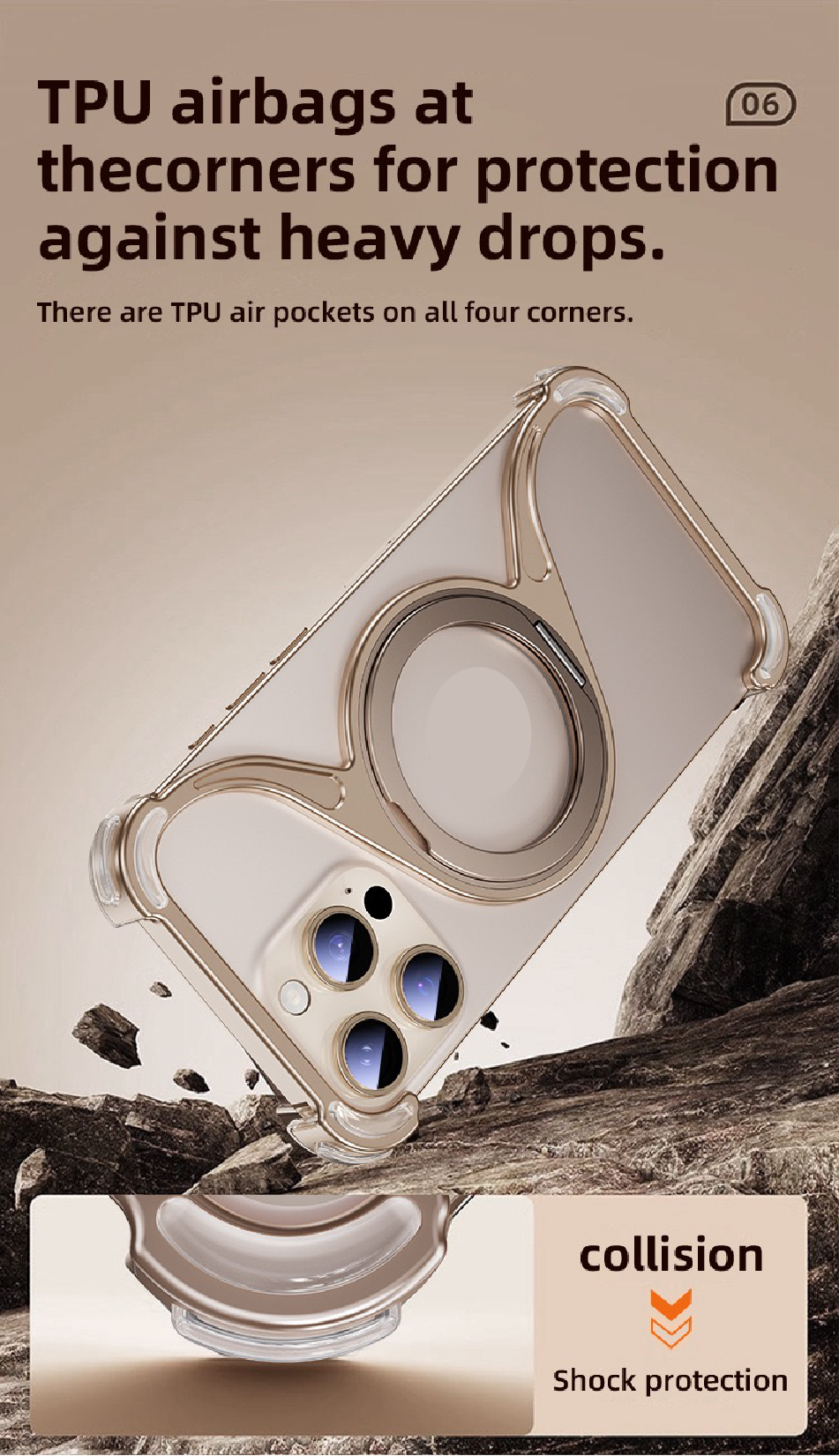 M-shaped Metal Rotating Stand Magnetic Phone Case