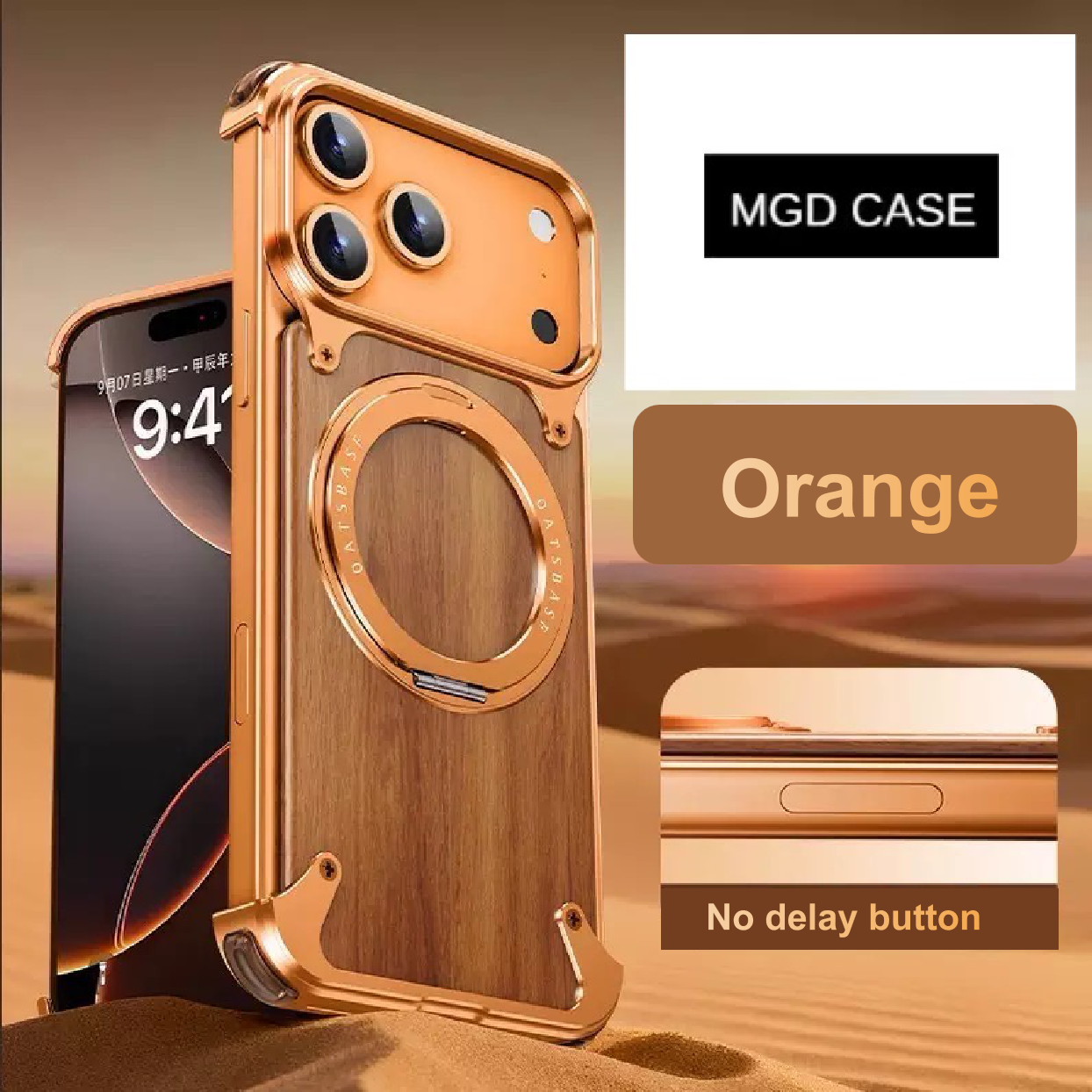 Designed Magnetic Walnut Metal Phone Case