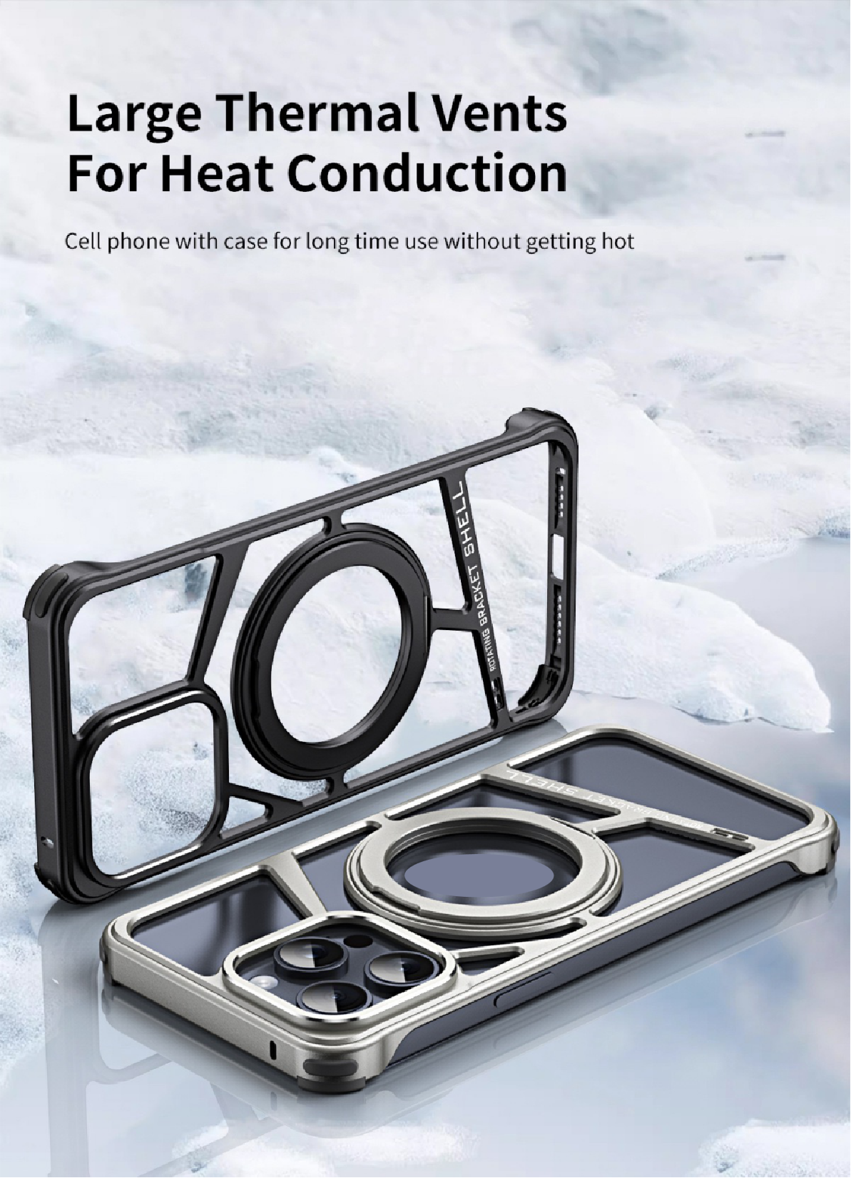 Magnetic Heat Dissipation Metal Rotating Stand Phone Case