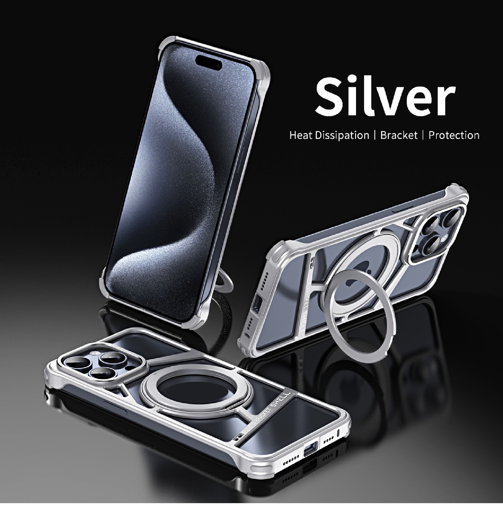 Magnetic Heat Dissipation Metal Rotating Stand Phone Case