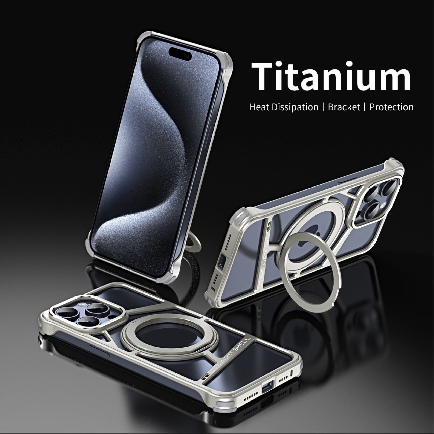 Magnetic Heat Dissipation Metal Rotating Stand Phone Case