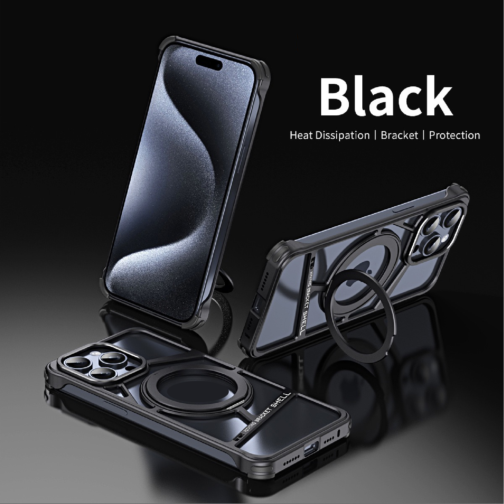 Magnetic Heat Dissipation Metal Rotating Stand Phone Case