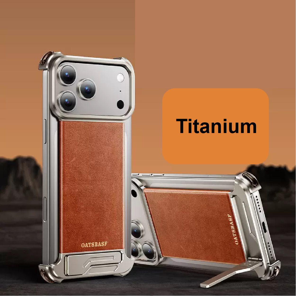 Metal Leather Hidden Bracket Magnetic Mobile Phone Case