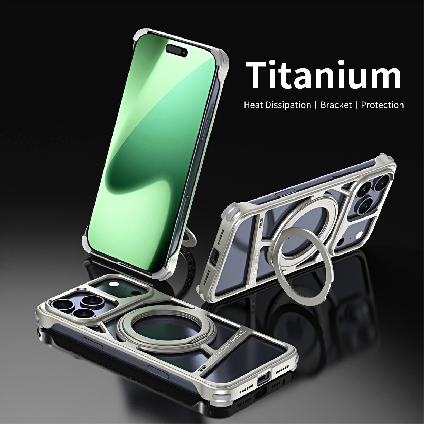 Magnetic Heat Dissipation Metal Rotating Stand Phone Case