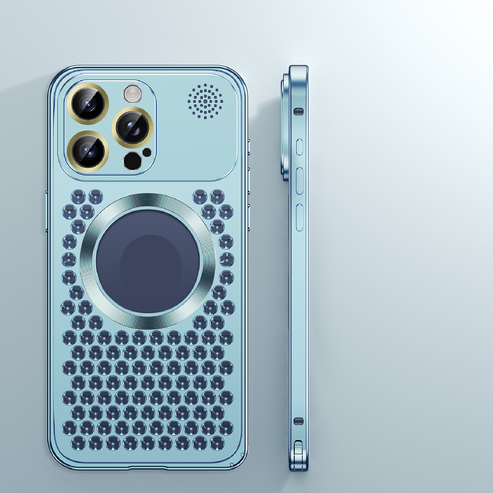 Heat dissipation anti-fall metal magnetic phone case