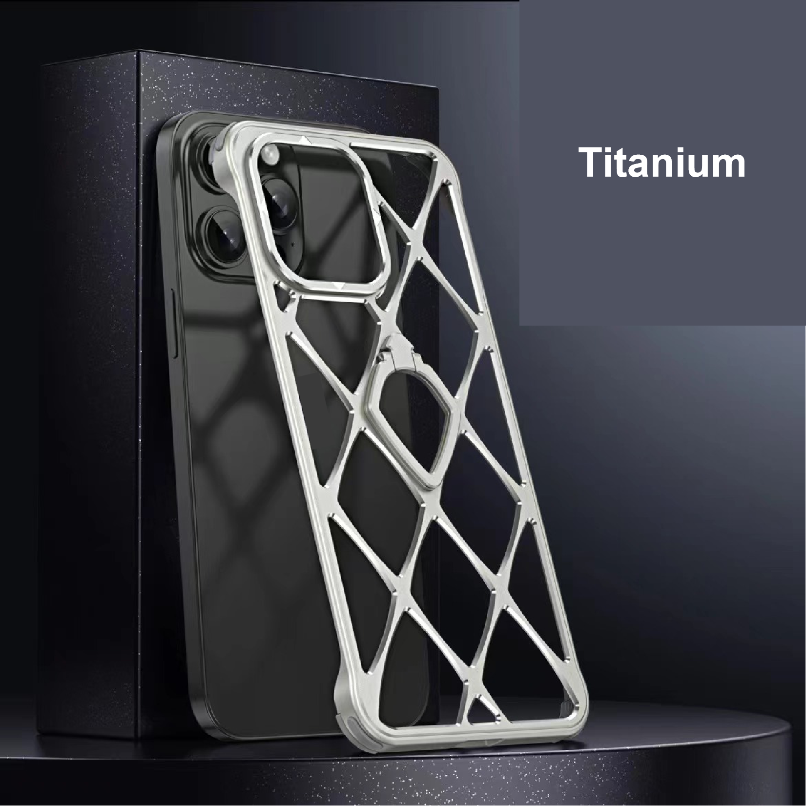 Alloy Diamond Grid Invisible Bracket Mobile Phone Case