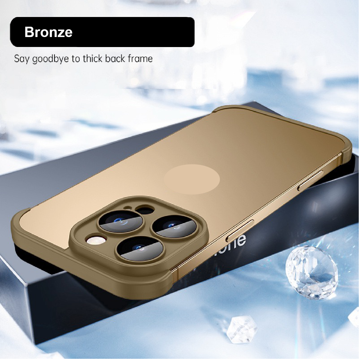 Frameless lens protective phone case