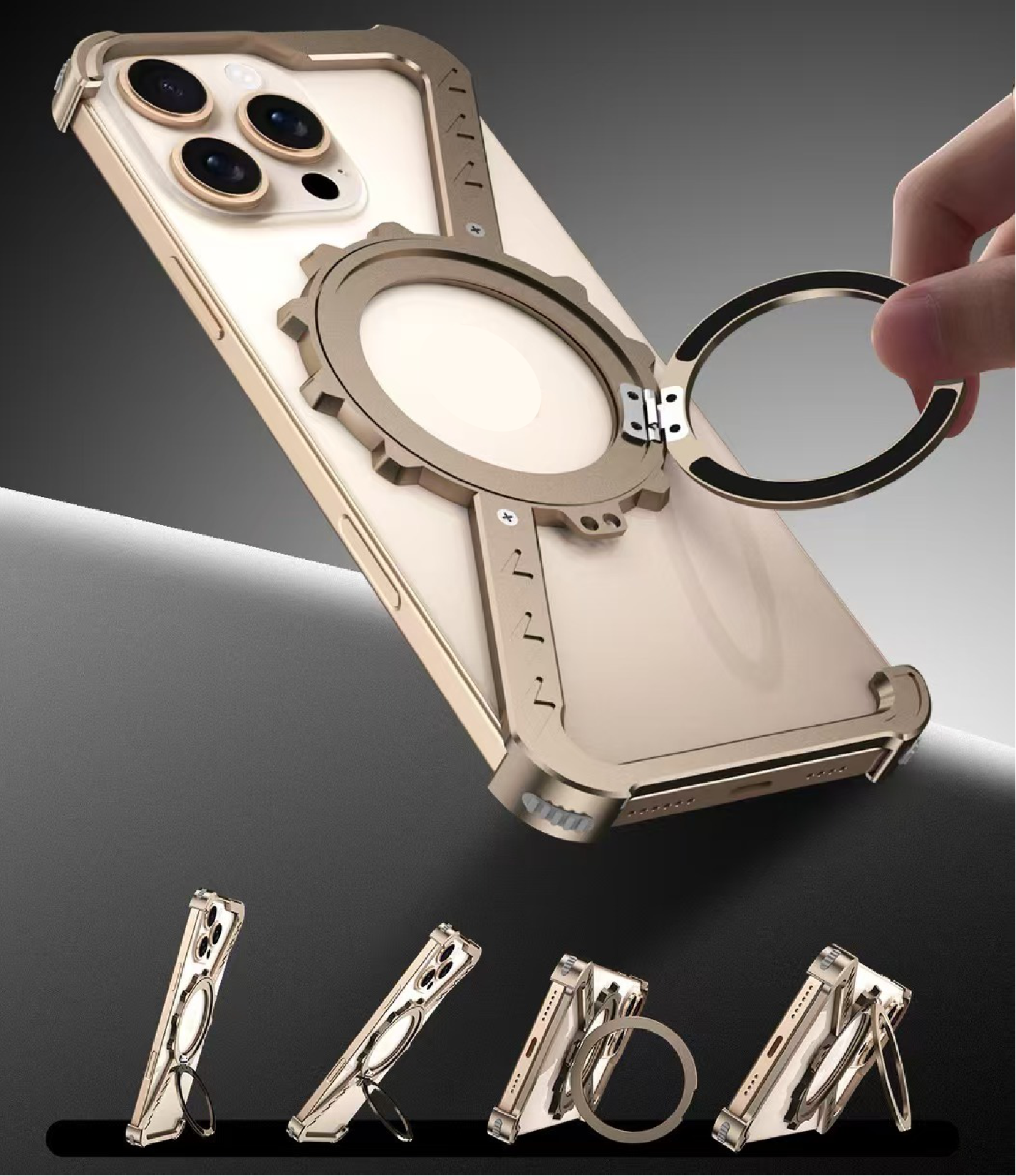 Z-Shape Gear Metal Magnetic Holder Phone Case
