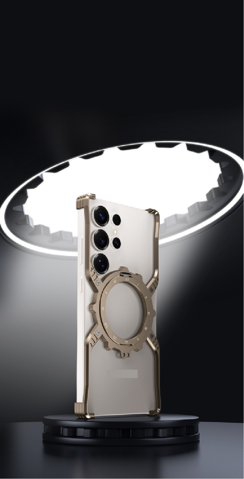 2025 Mechanical Gear Luminous Rotating Bracket Magnetic Phone Case