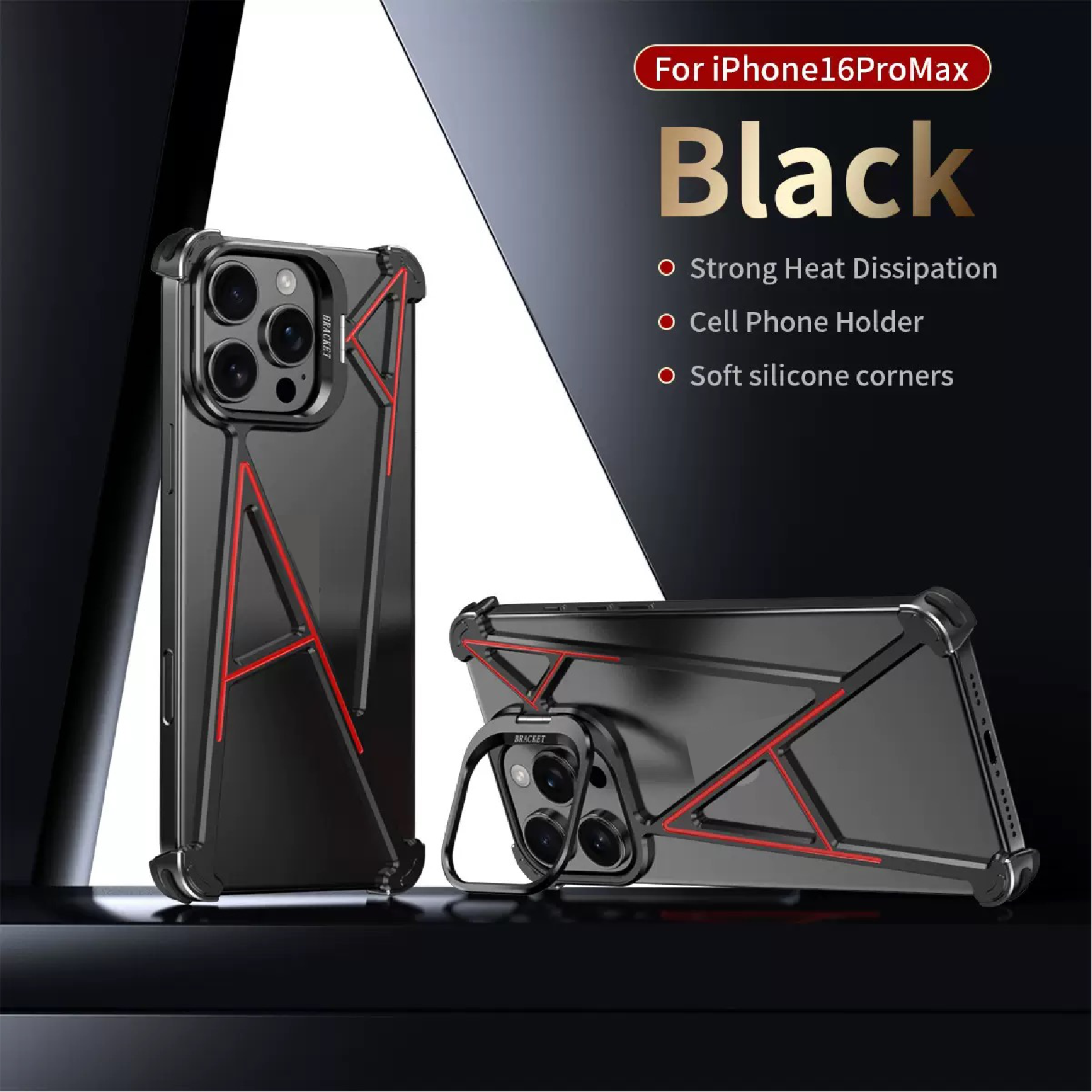 Innovative A-shaped Metal Lens Holder Phone Case