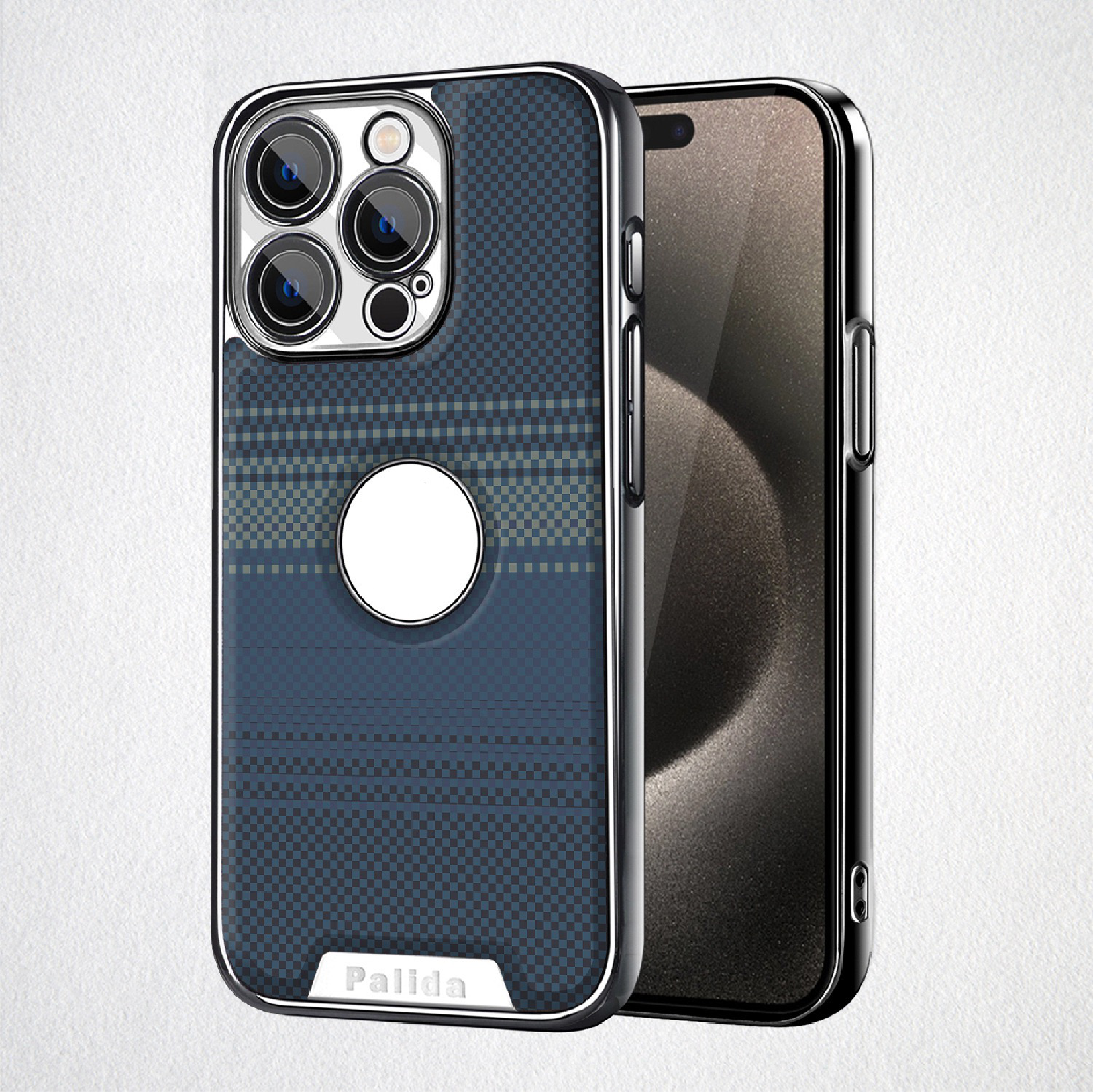 Sunset Series Carbon Fiber Leather Texture Hollow Phone Case