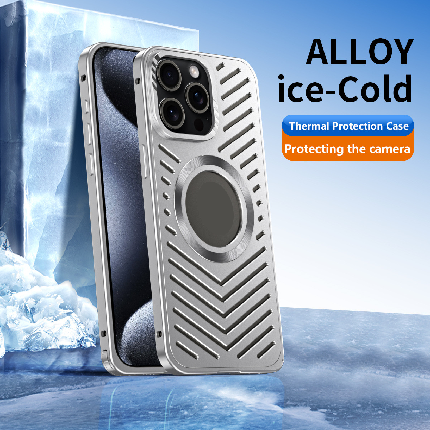 Ice-dazzling buckle heat dissipation magnetic metal phone case