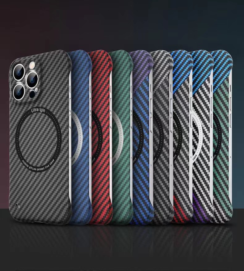 Carbon fiber pattern magnetic frameless mobile phone case