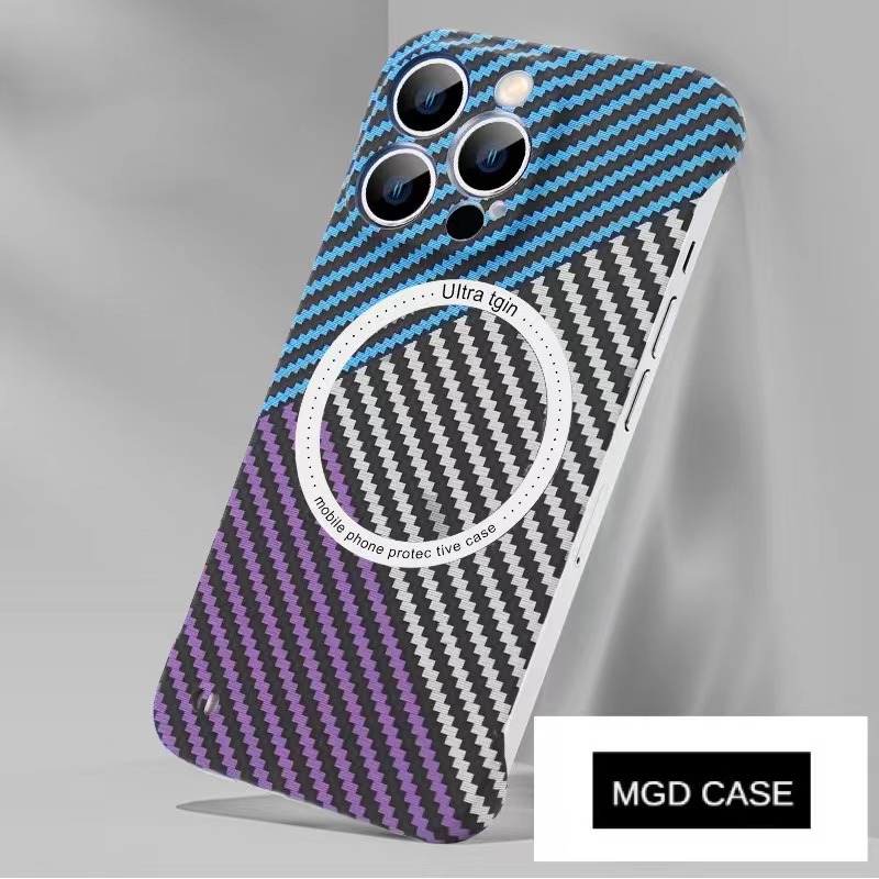 Carbon fiber pattern magnetic frameless mobile phone case
