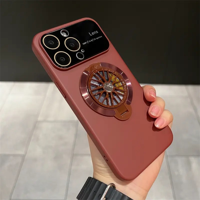 Lens protection rotating gyroscope magnetic phone case