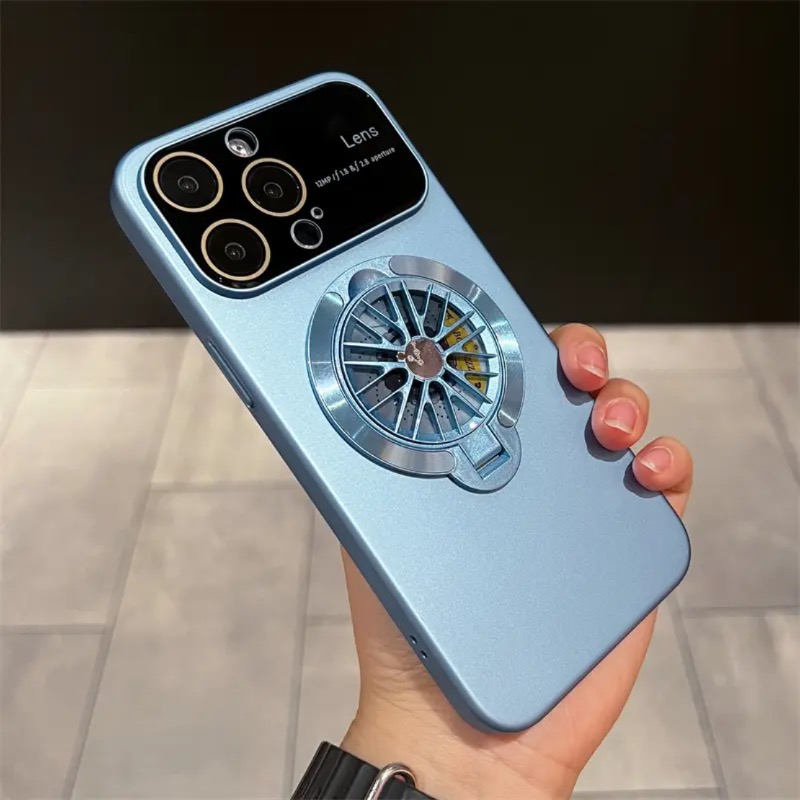 Lens protection rotating gyroscope magnetic phone case