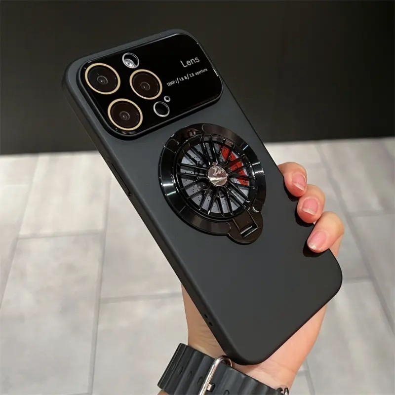Lens protection rotating gyroscope magnetic phone case