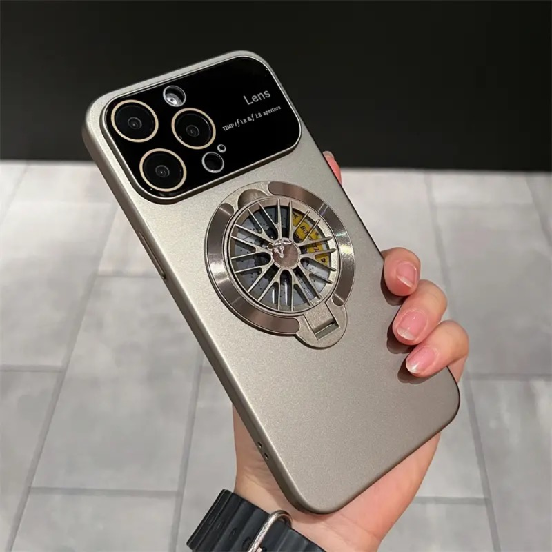 Lens protection rotating gyroscope magnetic phone case