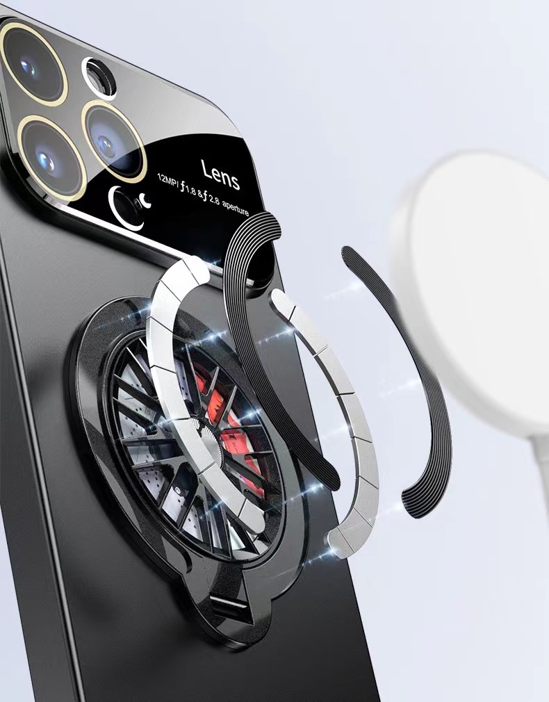 Lens protection rotating gyroscope magnetic phone case