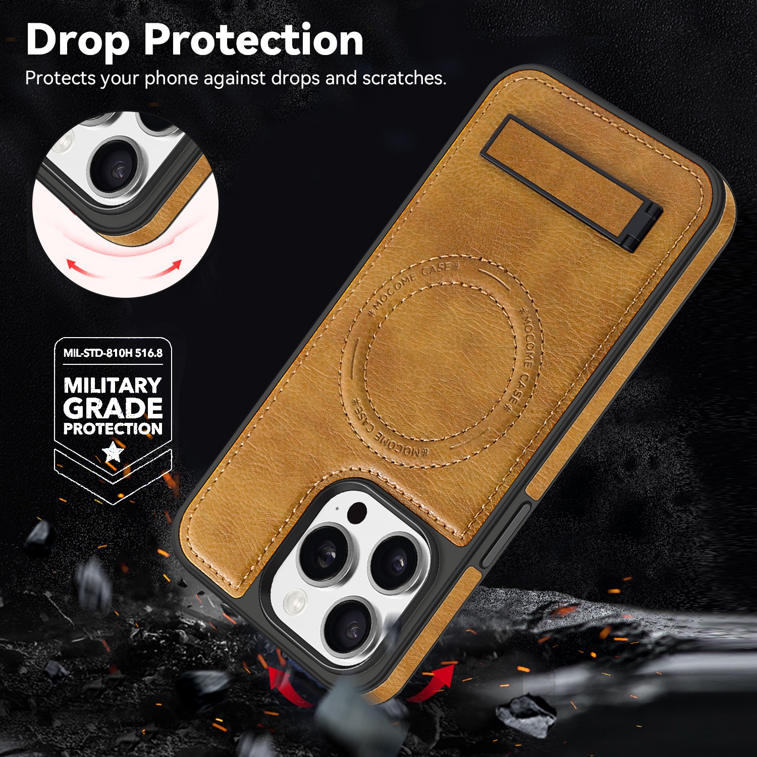 Leather stand magnetic phone case