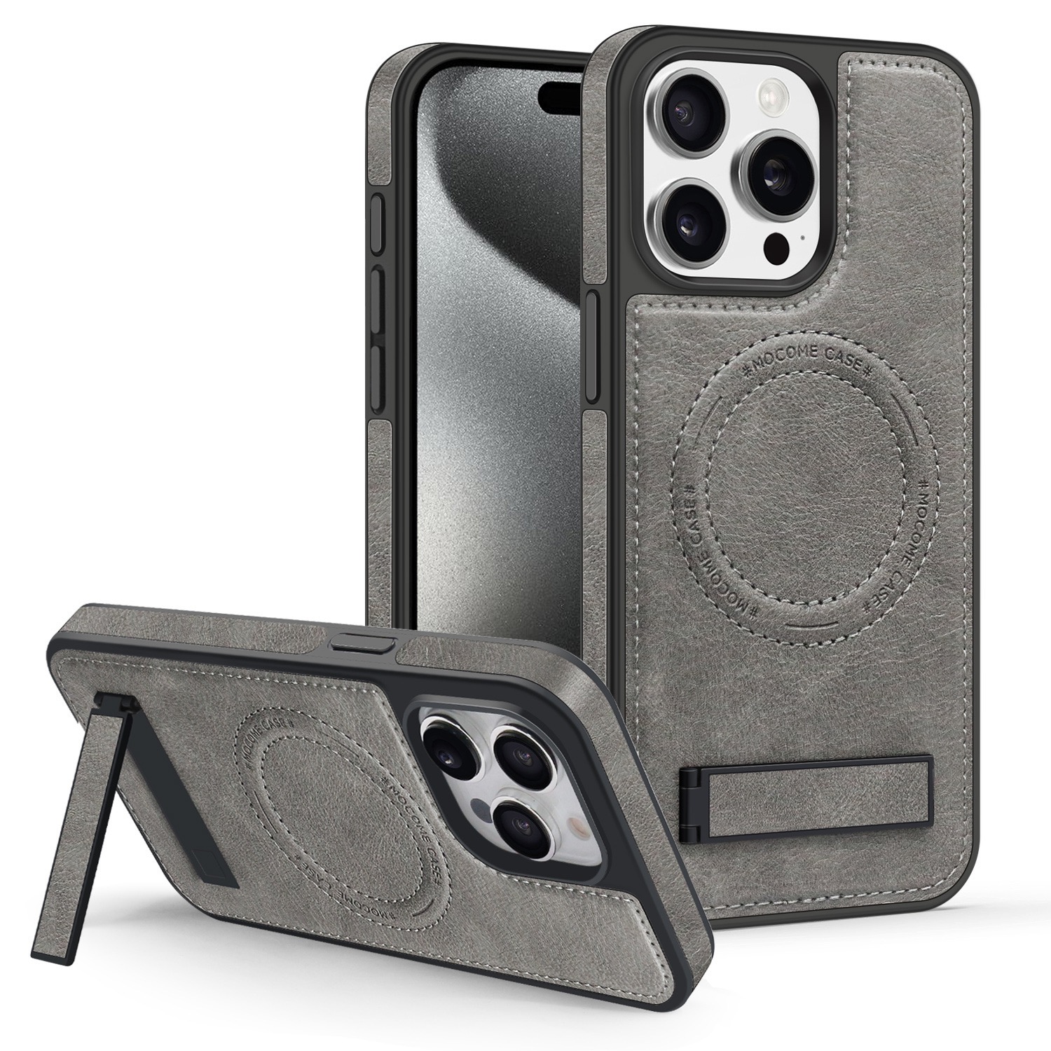 Leather stand magnetic phone case