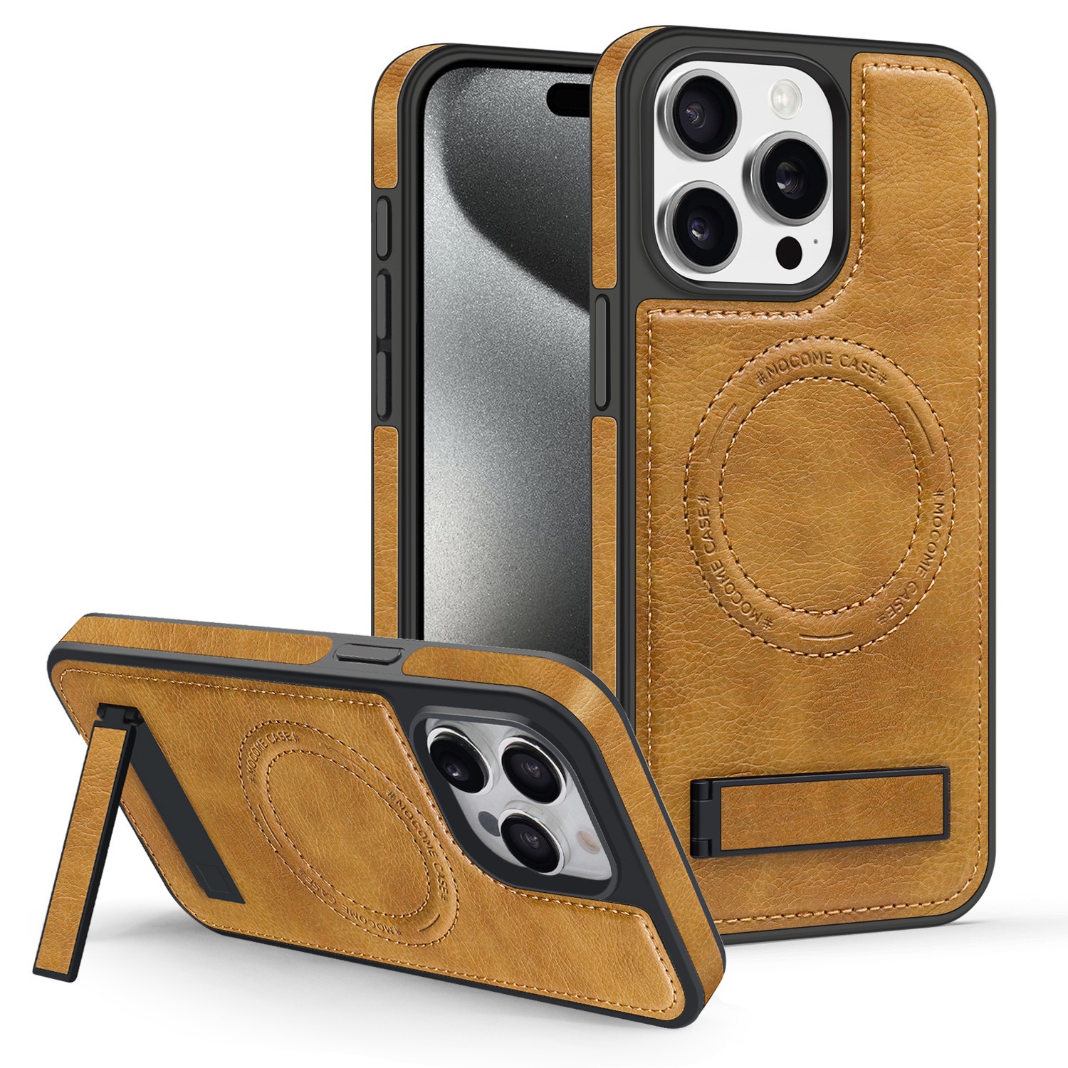Leather stand magnetic phone case