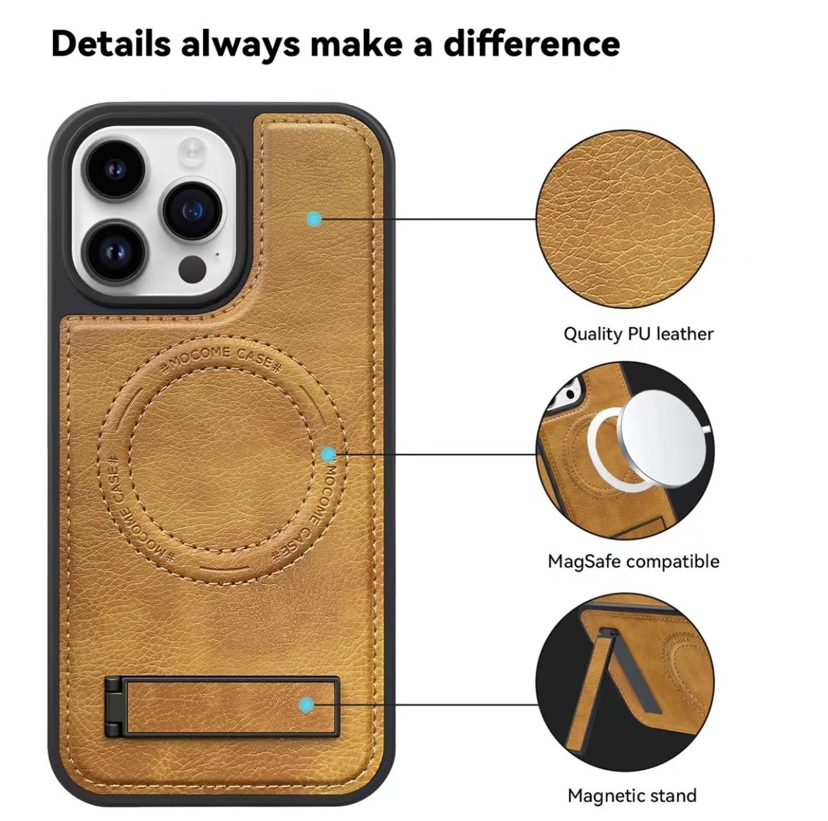Leather stand magnetic phone case