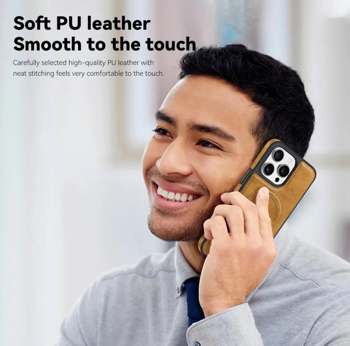 Leather stand magnetic phone case