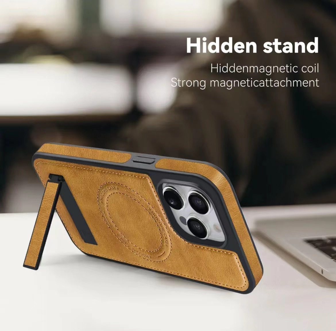 Leather stand magnetic phone case