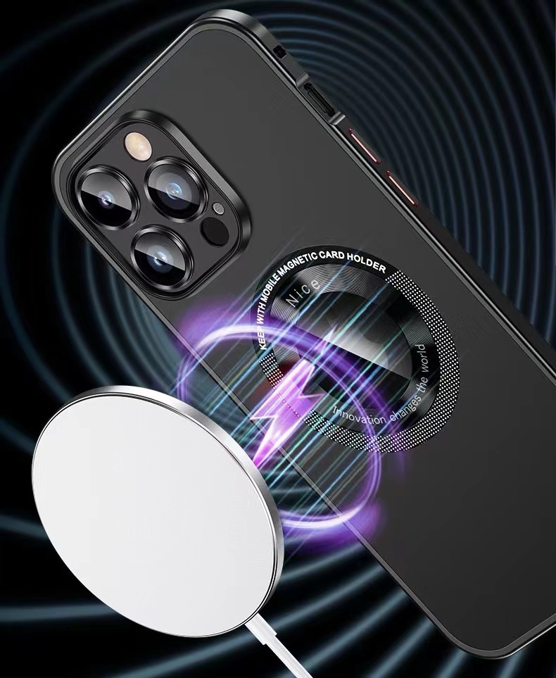 Magnetic metal frame mobile phone case
