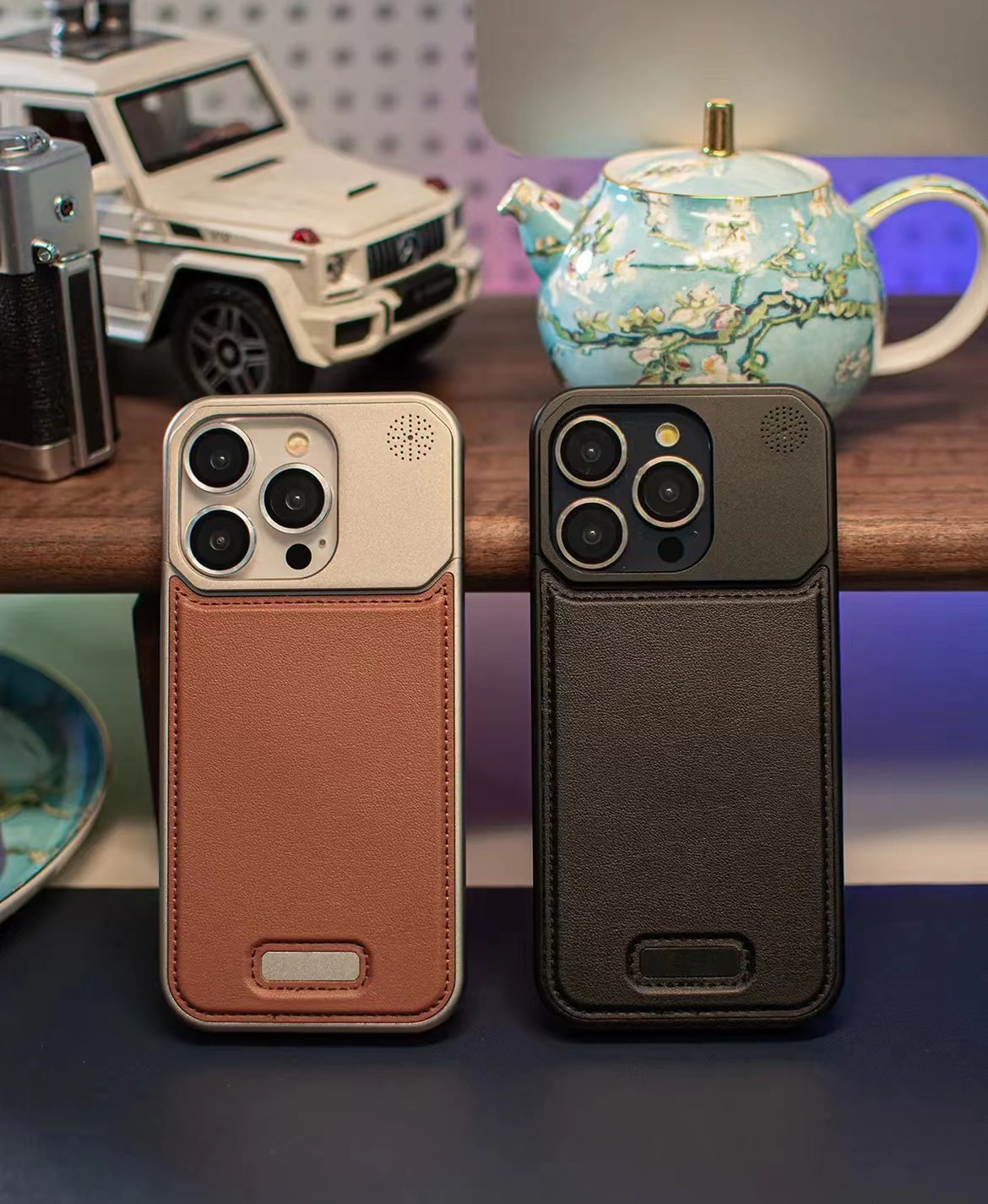 New leather metal aromatherapy phone case