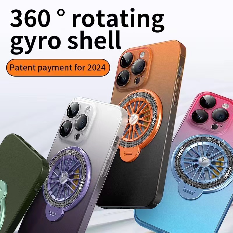 New contrasting color rotating gyroscope magnetic phone case