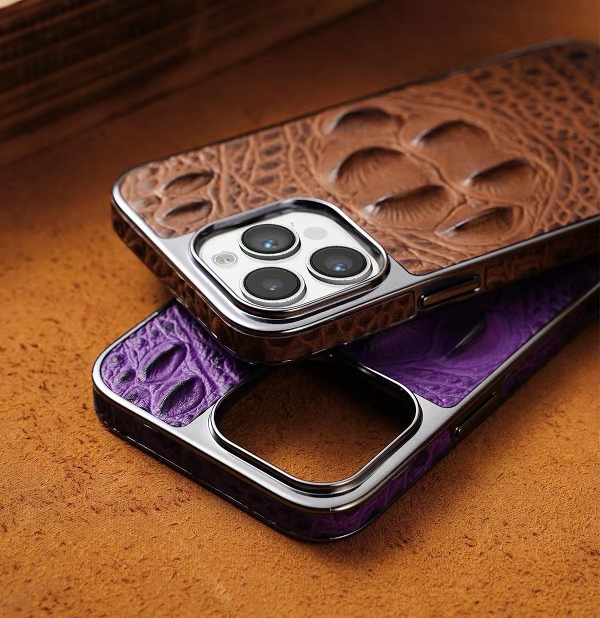 2024 New Genuine Leather Crocodile Pattern Phone Case