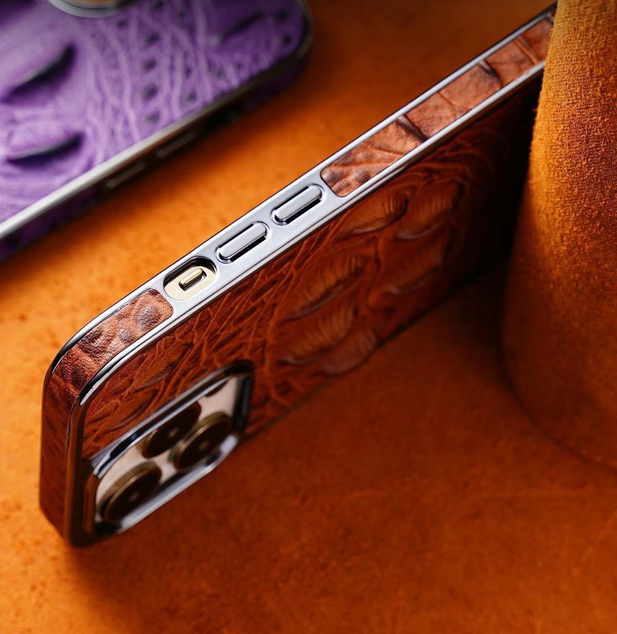 2024 New Genuine Leather Crocodile Pattern Phone Case