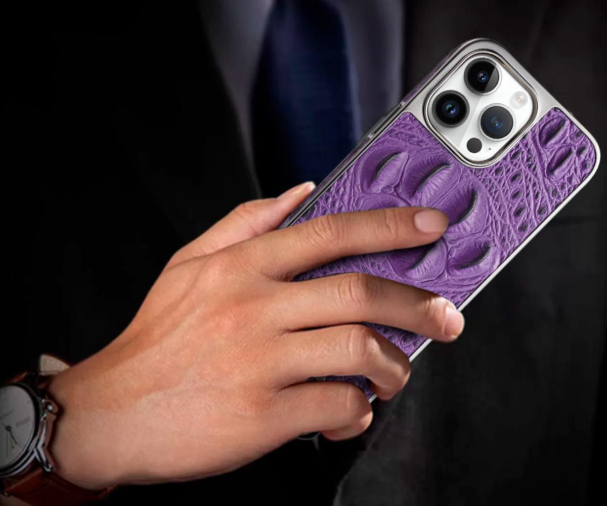 2024 New Genuine Leather Crocodile Pattern Phone Case