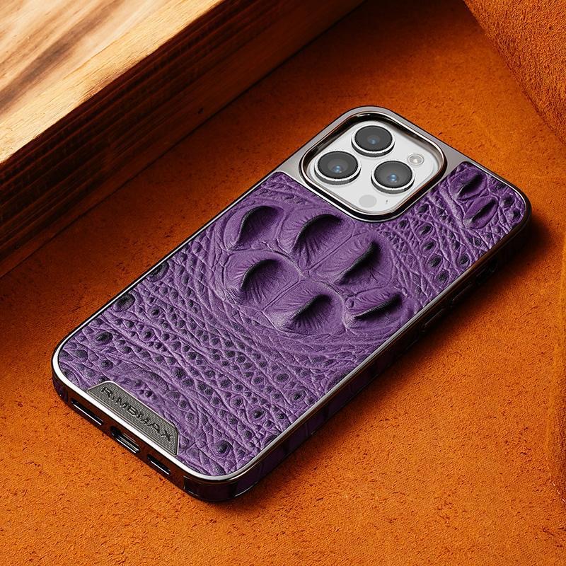 2024 New Genuine Leather Crocodile Pattern Phone Case