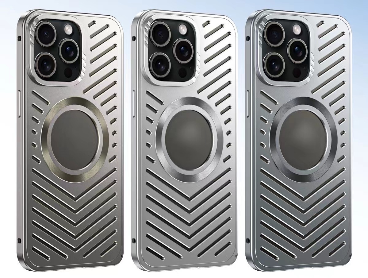 Ice-dazzling buckle heat dissipation magnetic metal phone case
