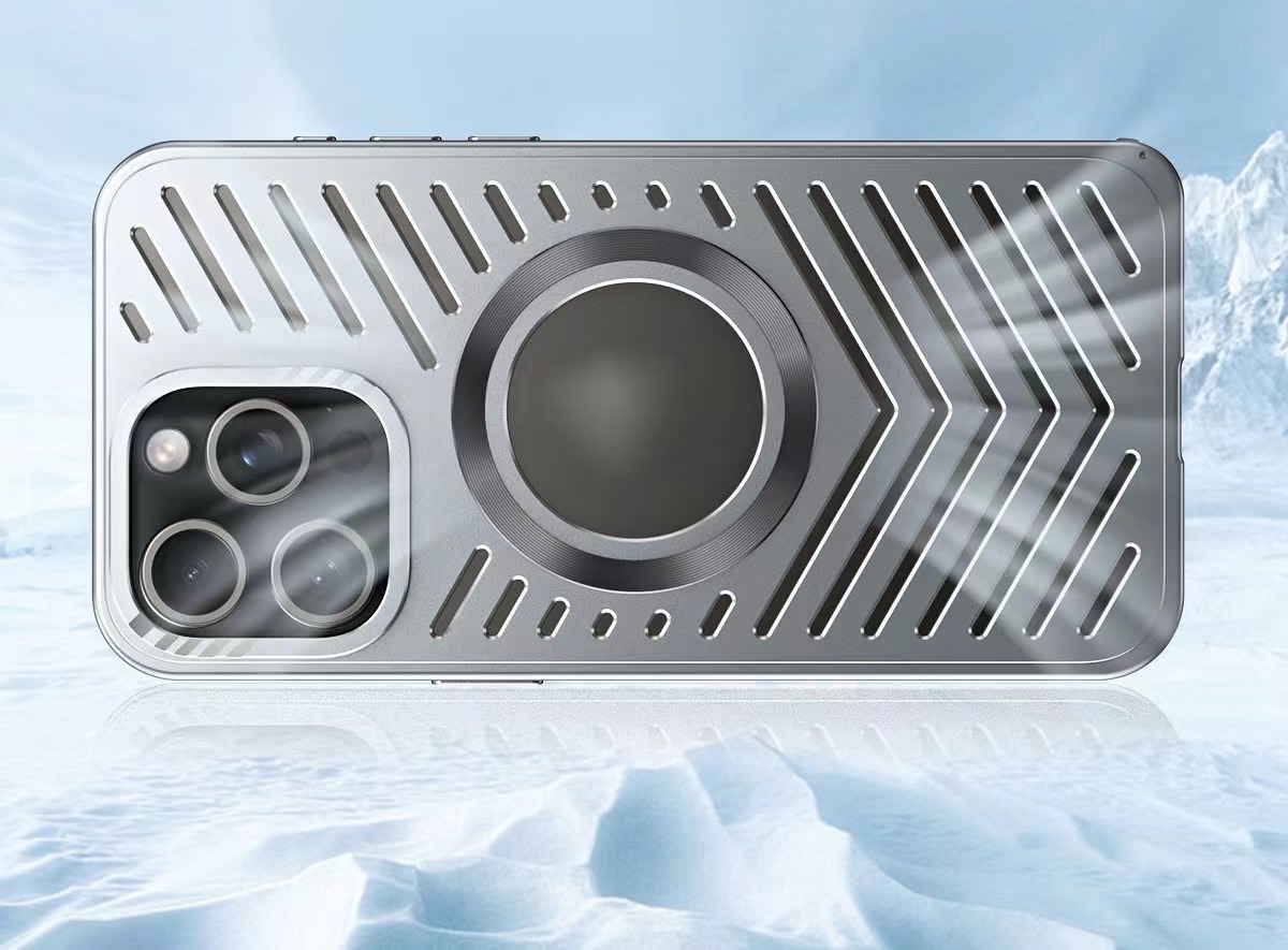 Ice-dazzling buckle heat dissipation magnetic metal phone case