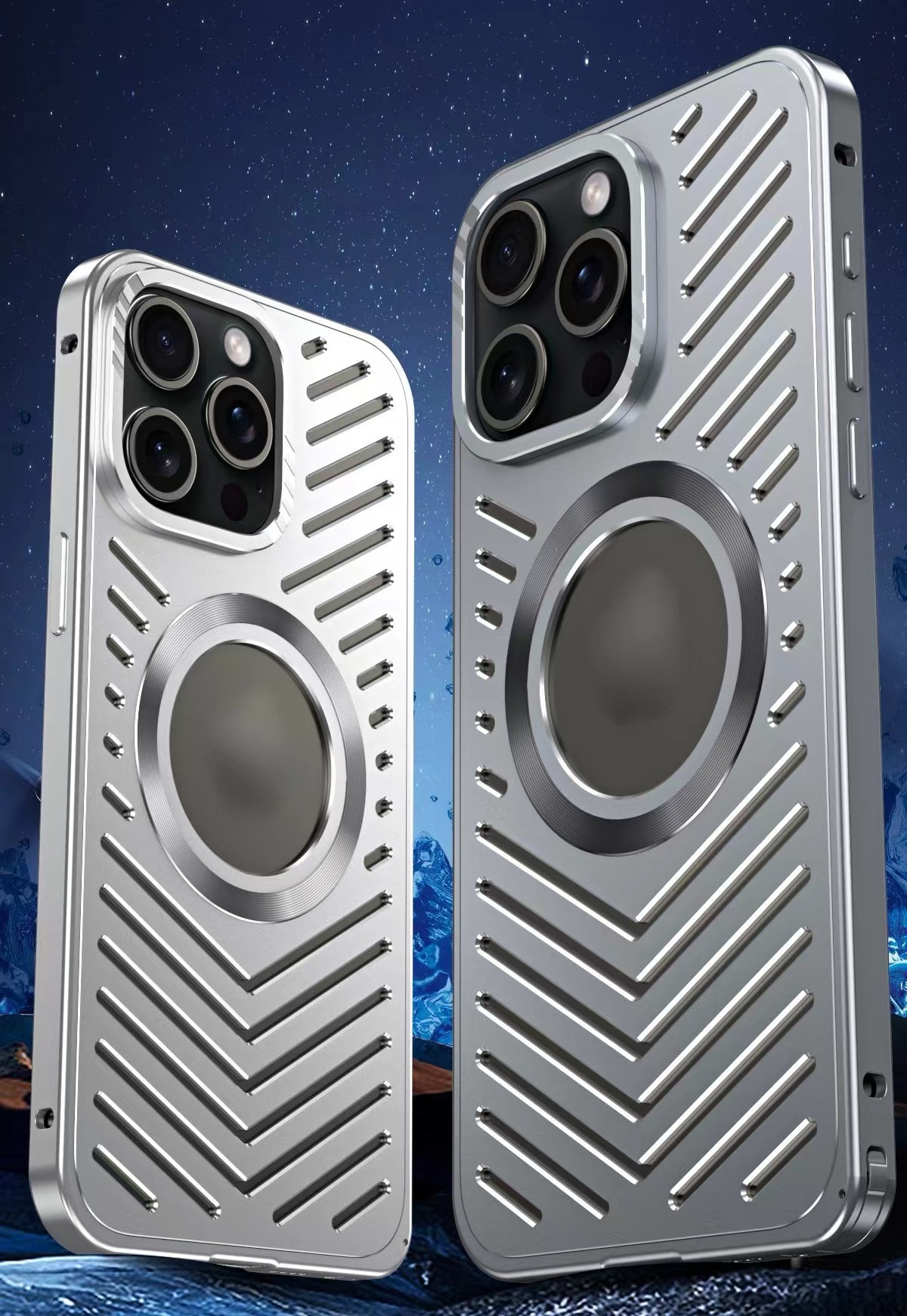 Ice-dazzling buckle heat dissipation magnetic metal phone case